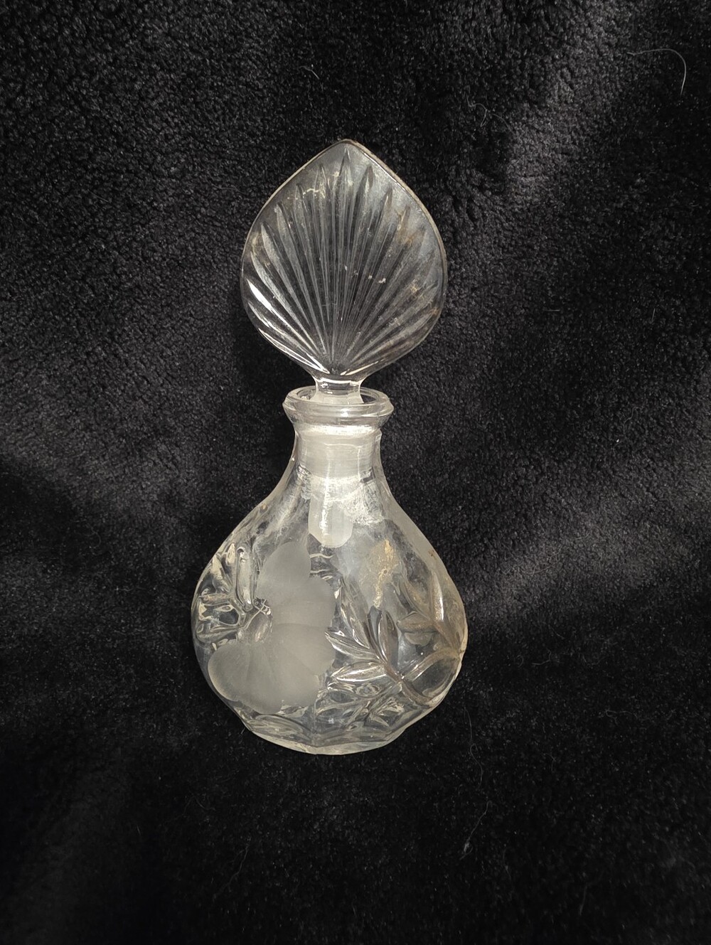 Vintage Etched Glass Crystal Princess House Perfume Bottle with Stopper